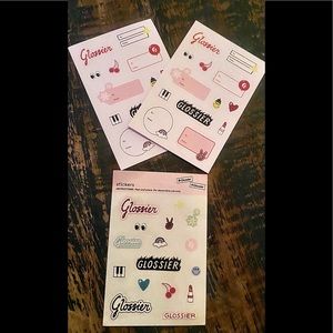 Glossier cosmetic/beauty/makeup envelope stickers and 1 pack clear stickers.